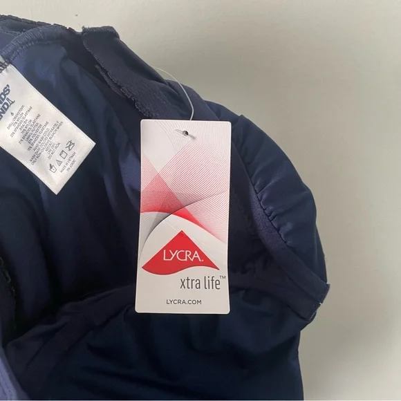 NWT New Lands End Navy Blue Criss Cross Padded Tankini Swimsuit Top Size 6 - Picture 4 of 4